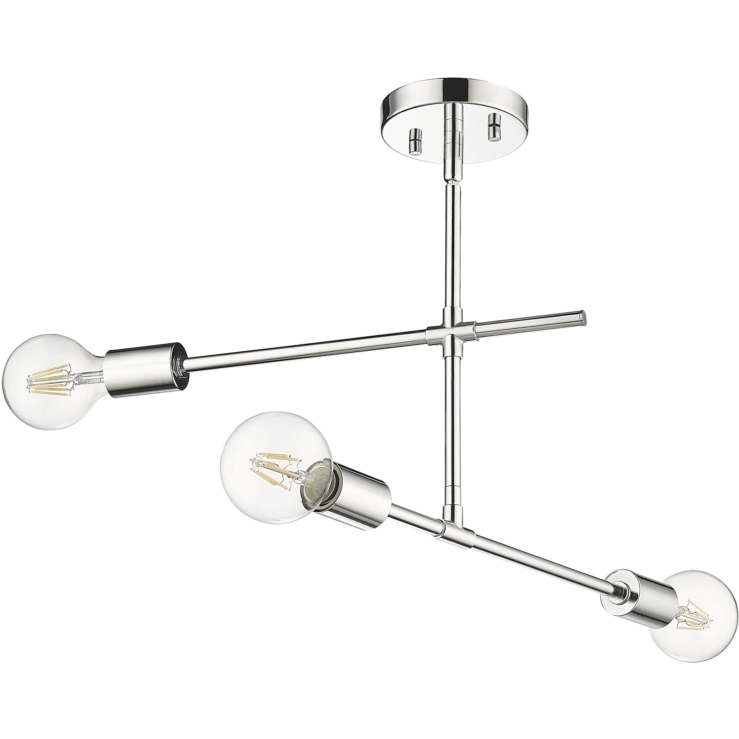 Modernist 3 Light 4.75 inch Chrome Semi Flush Mount Ceiling Light