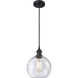 Ballston Athens LED 8 inch Matte Black Mini Pendant Ceiling Light in Seedy Glass, Ballston