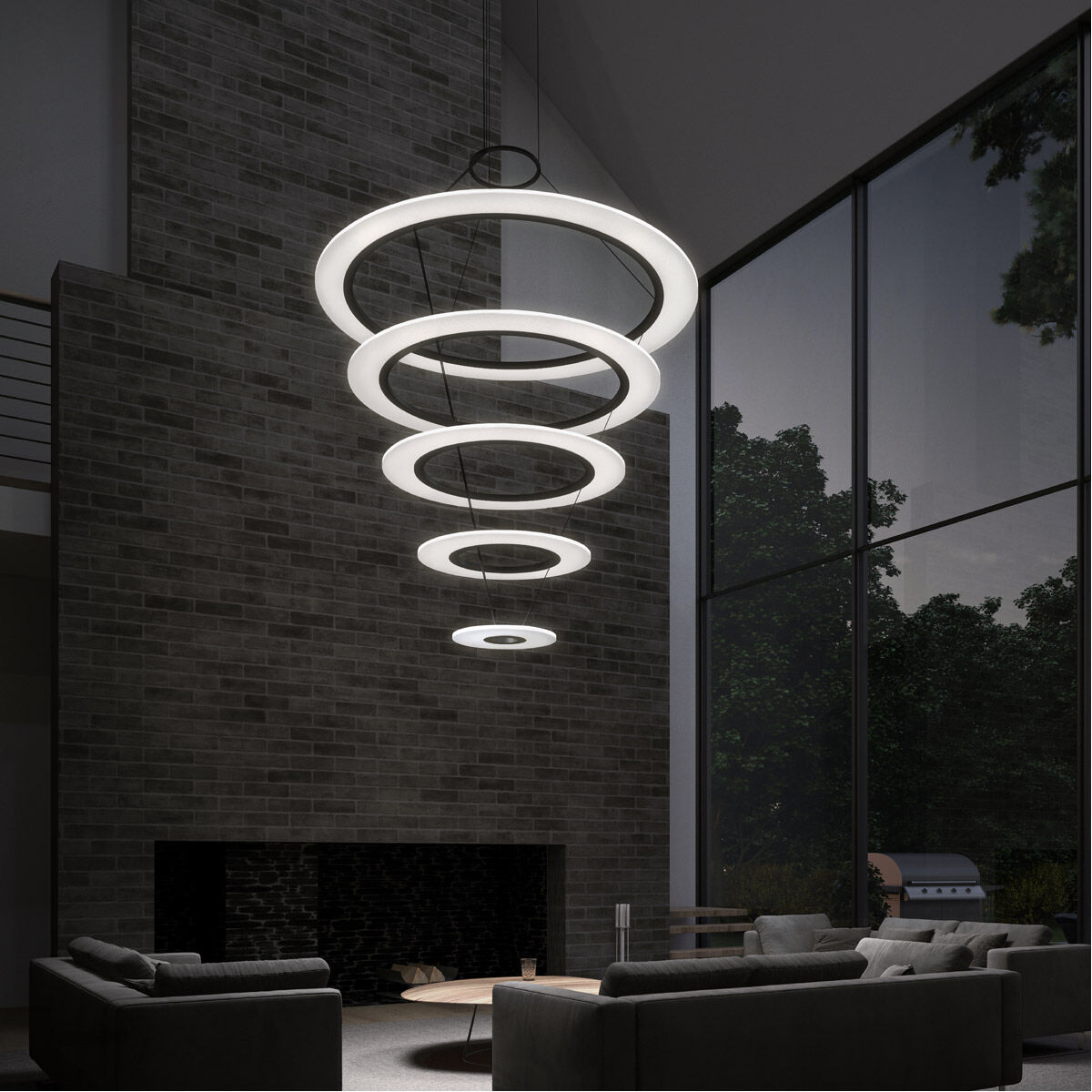 Arctic Rings LED 37.25 inch Satin Black Ring Pendant Ceiling Light