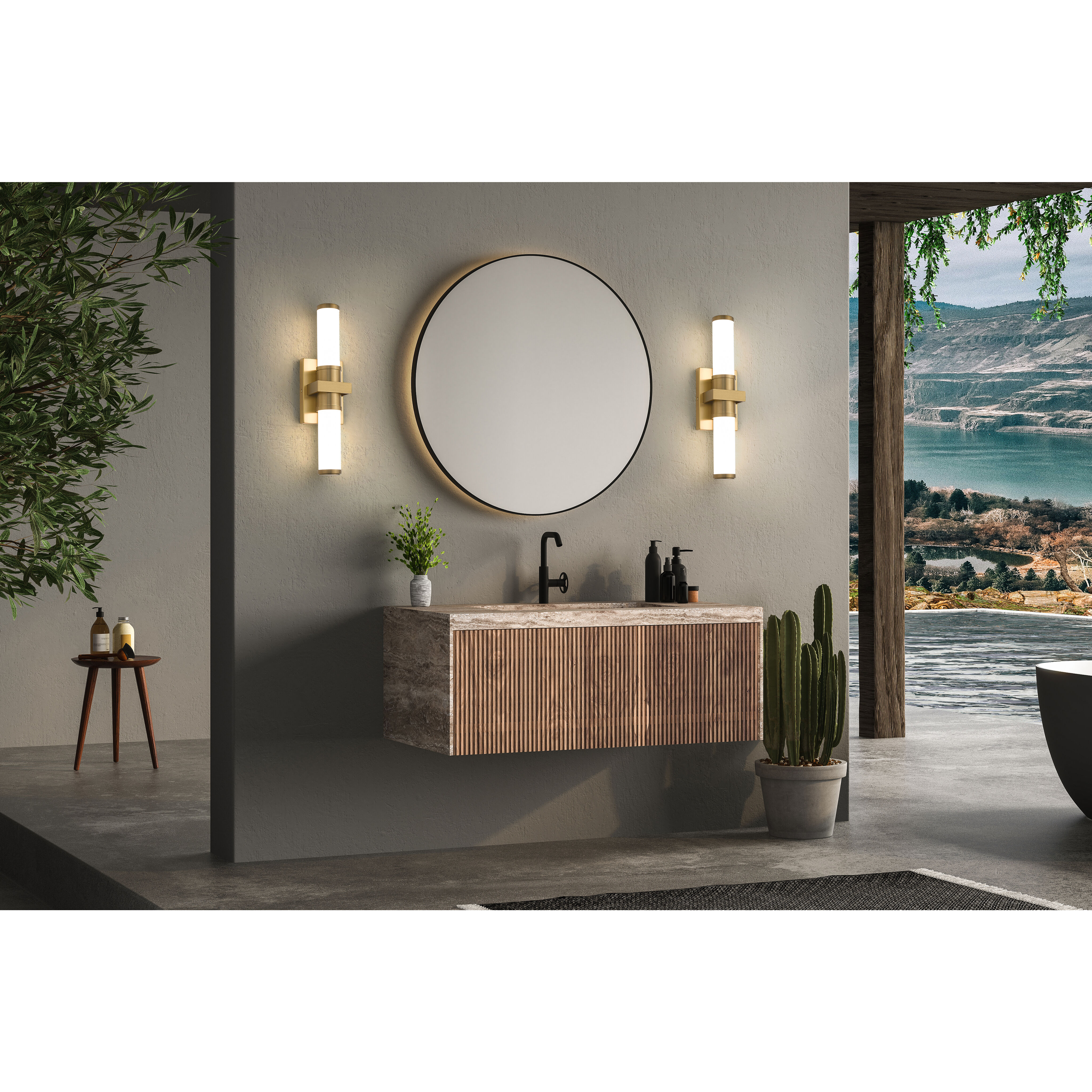 Idris LED 18.5 inch Modern Gold Bath Vanity Wall Light