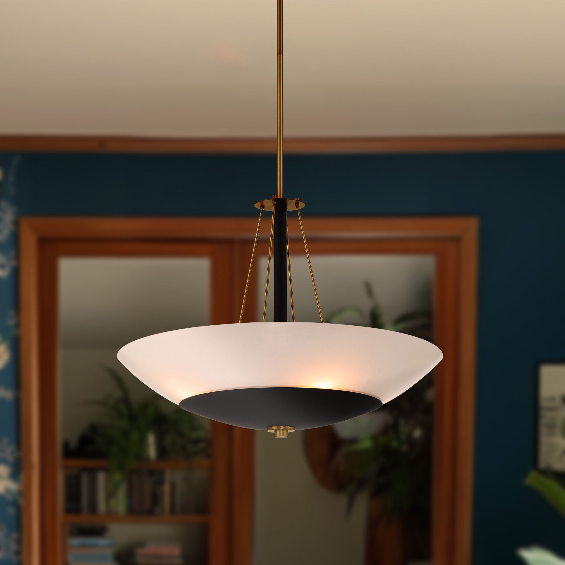 BAX 4 Light 24 inch Sand Coal and Soft Brass Pendant Ceiling Light