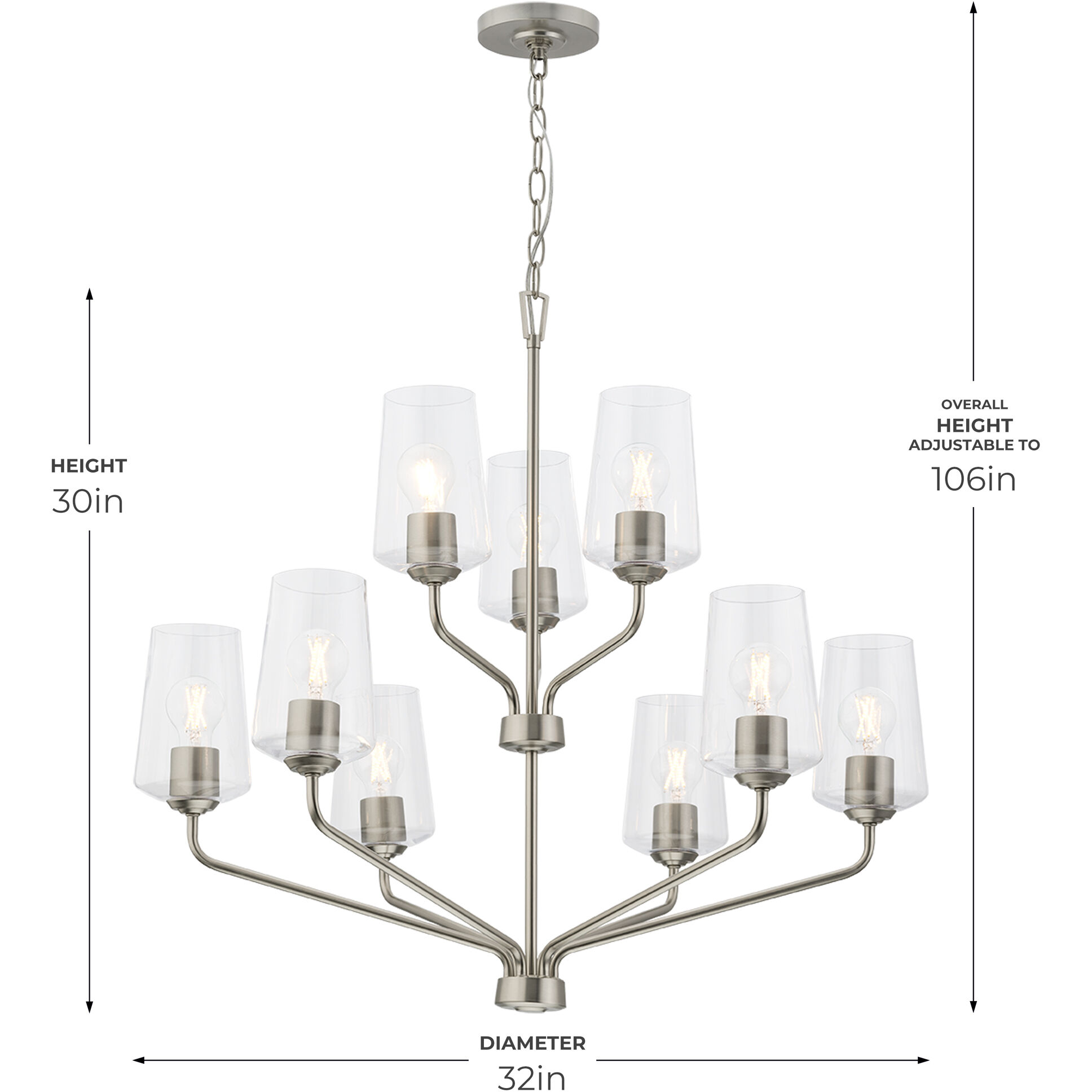 Celino 9 Light 32 inch Brushed Nickel Chandelier Ceiling Light
