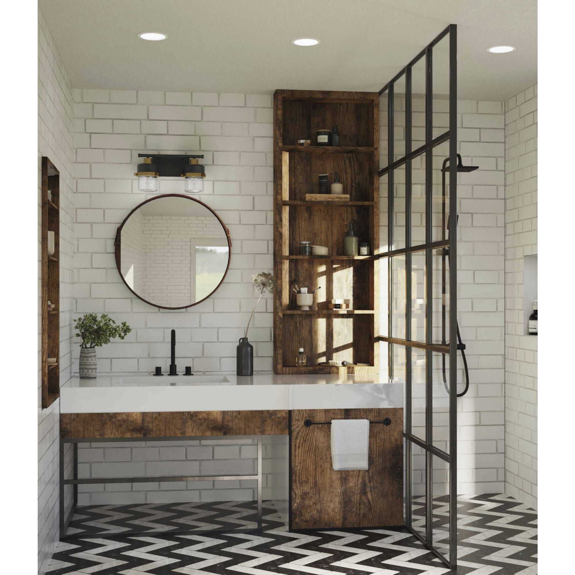 Beckner 2 Light 14.62 inch Matte Black Bath Light Wall Light