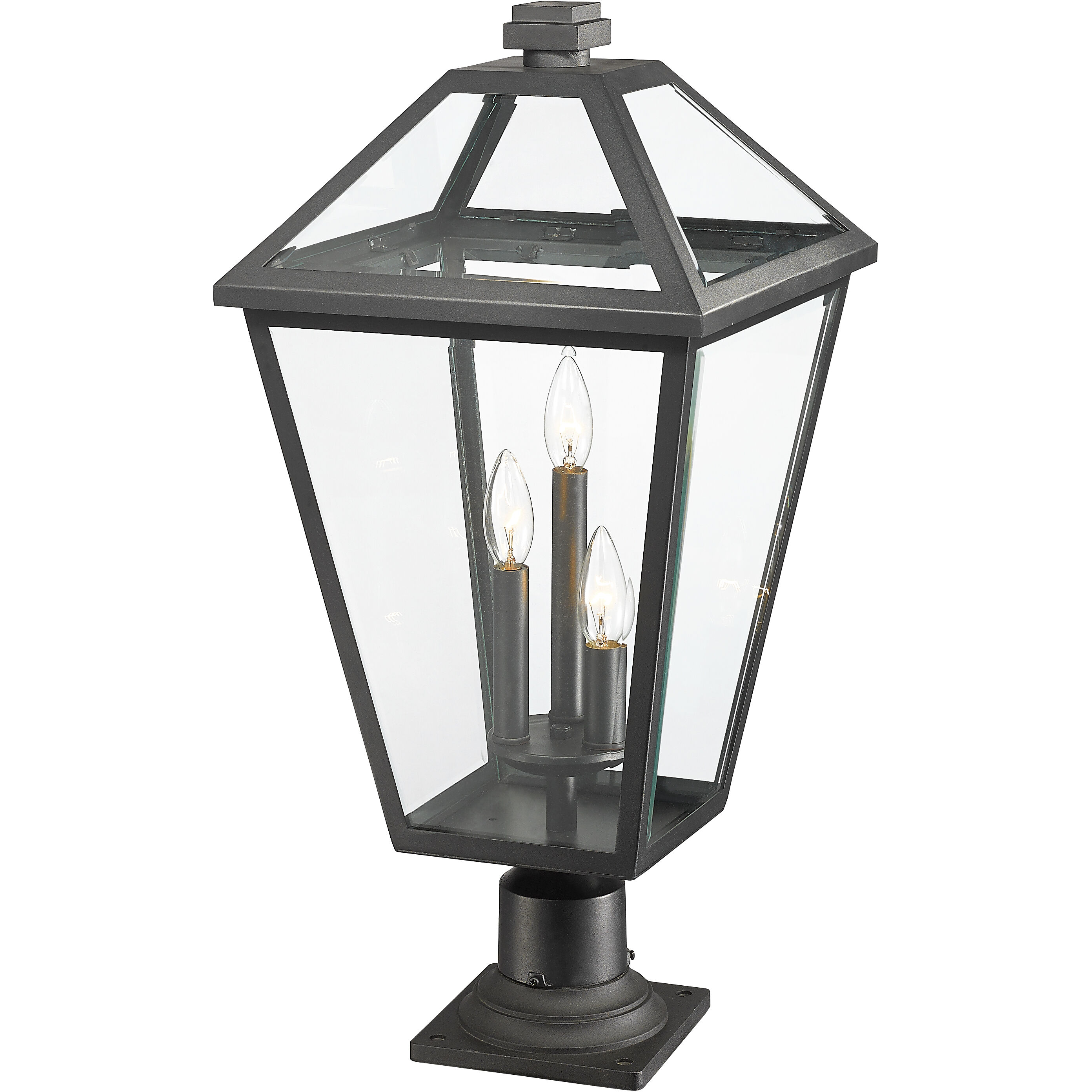 Talbot 3 Light 25.75 inch Black Outdoor Pier Mounted Fixture in Clear Beveled Glass