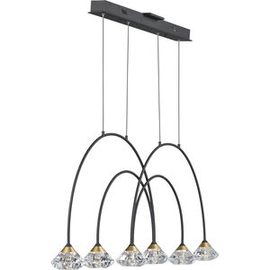 Hope LED 54 inch Black and Metallic Gold Linear Pendant Ceiling Light