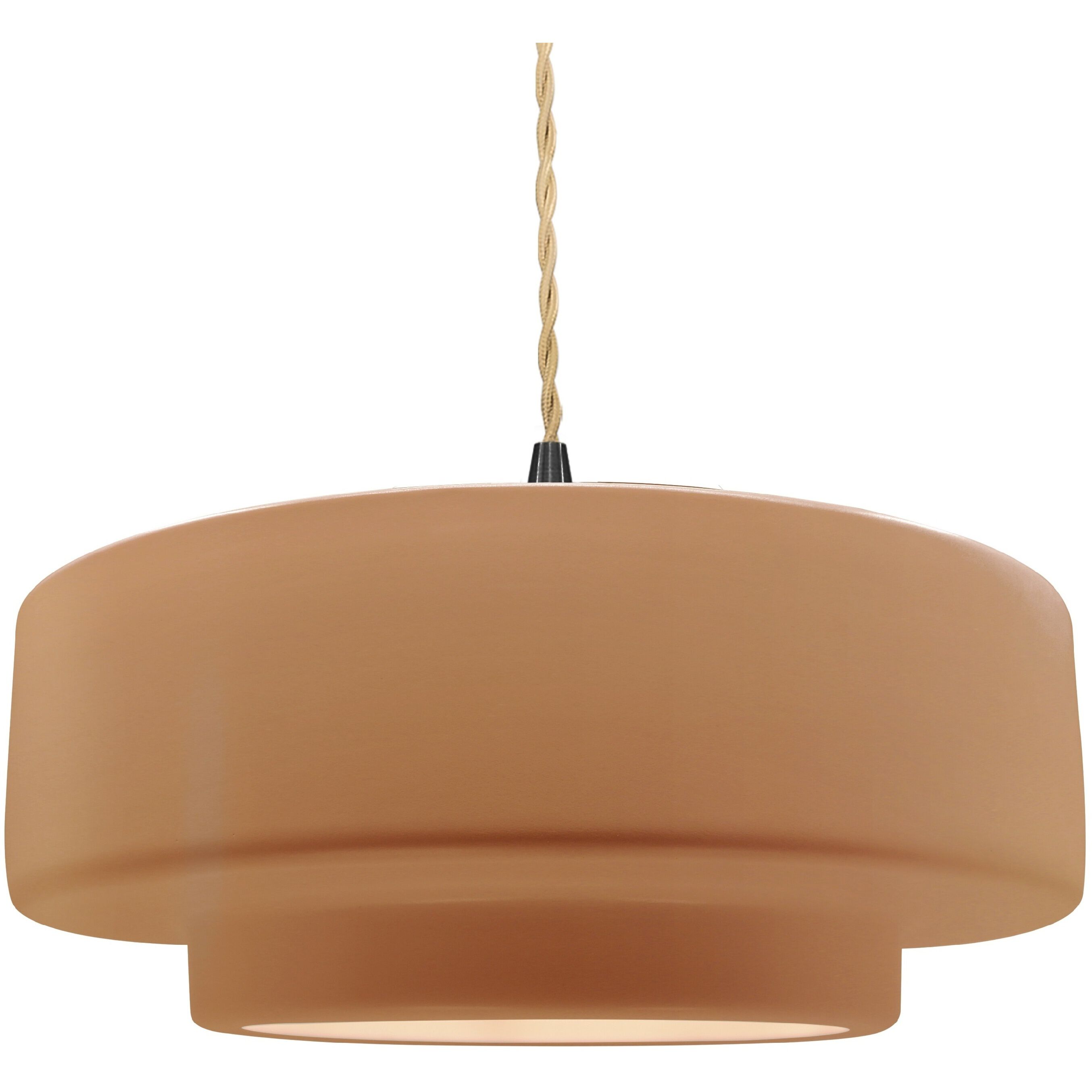 Radiance Collection - Tier Pendant Ceiling Light in Matte Black, Replaceable Bulb, Beige Twist Cord, Adobe, 16.25W x 6H, Form+Finish+Function