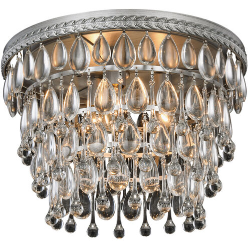 Nordic 3 Light 15 inch Antique Silver Flush Mount Ceiling Light, Urban Classic