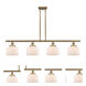 Ballston Large Bell LED 48 inch Brushed Brass Island Light Ceiling Light in Matte White Glass