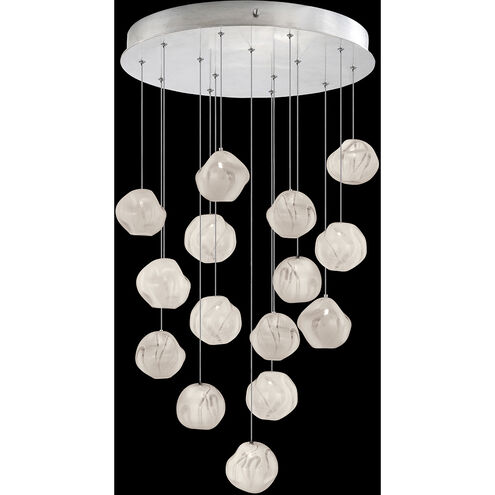 Vesta LED 21 inch Silver Pendant Ceiling Light in White Studio Glass