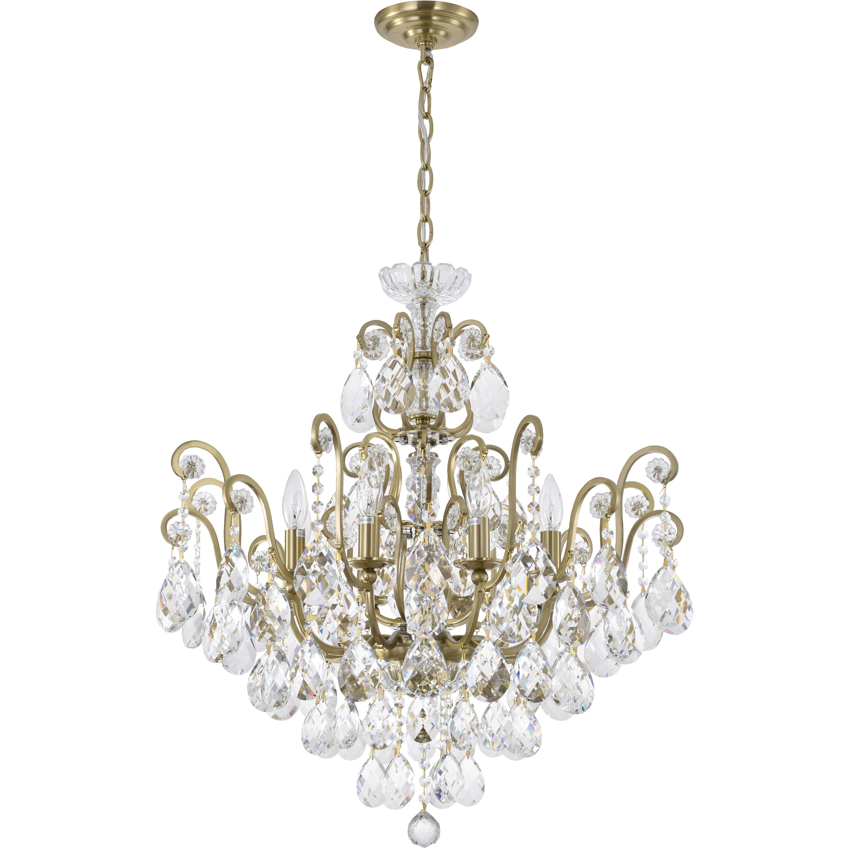 Canada 8 Light 25.5 inch Antique Brass Chandelier Ceiling Light in Gold, Gold Frame