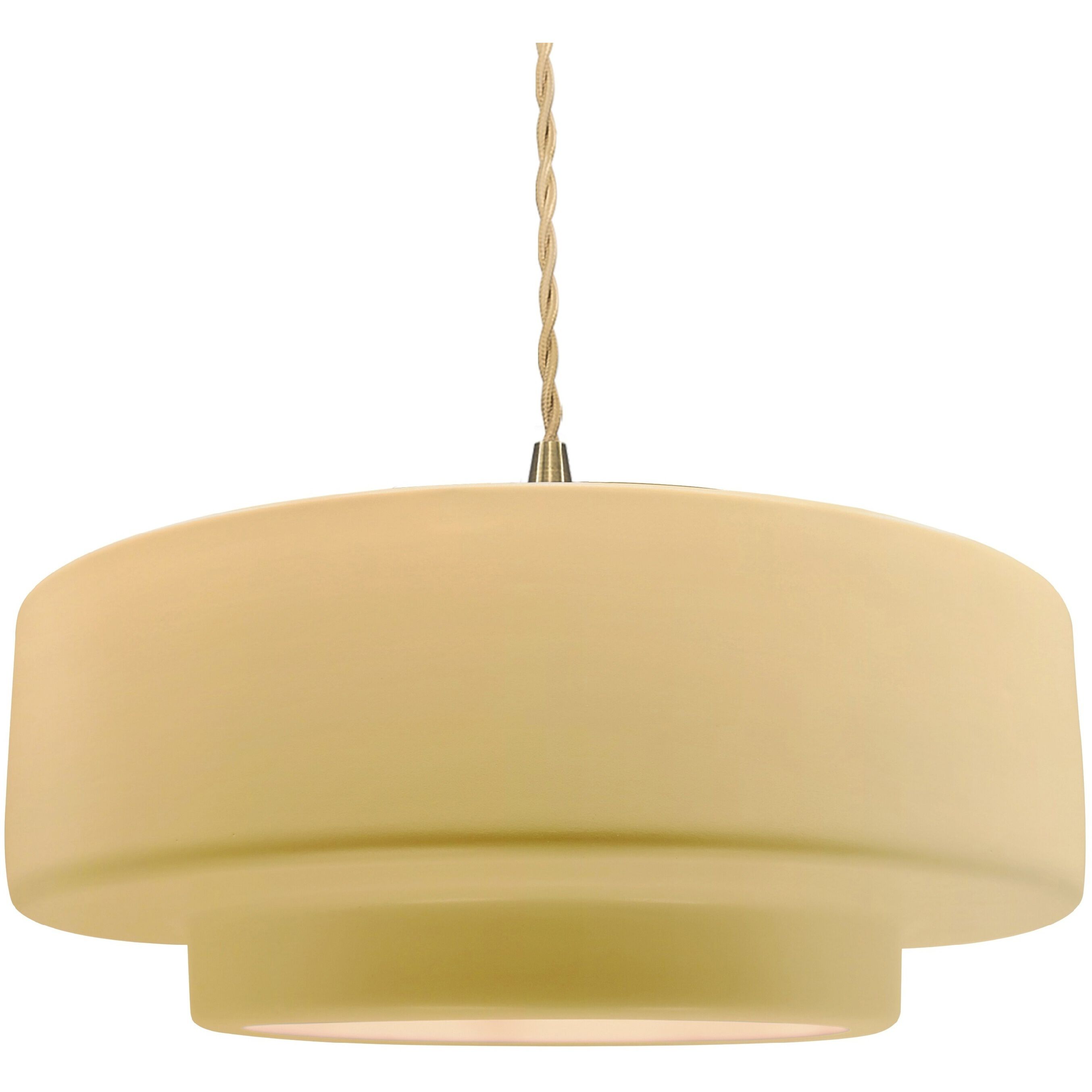 Radiance Collection - Tier Pendant Ceiling Light in Brushed Brass, Dedicated LED, Beige Twist Cord, Muted Yellow, 16.25W x 6H, Form+Finish+Function