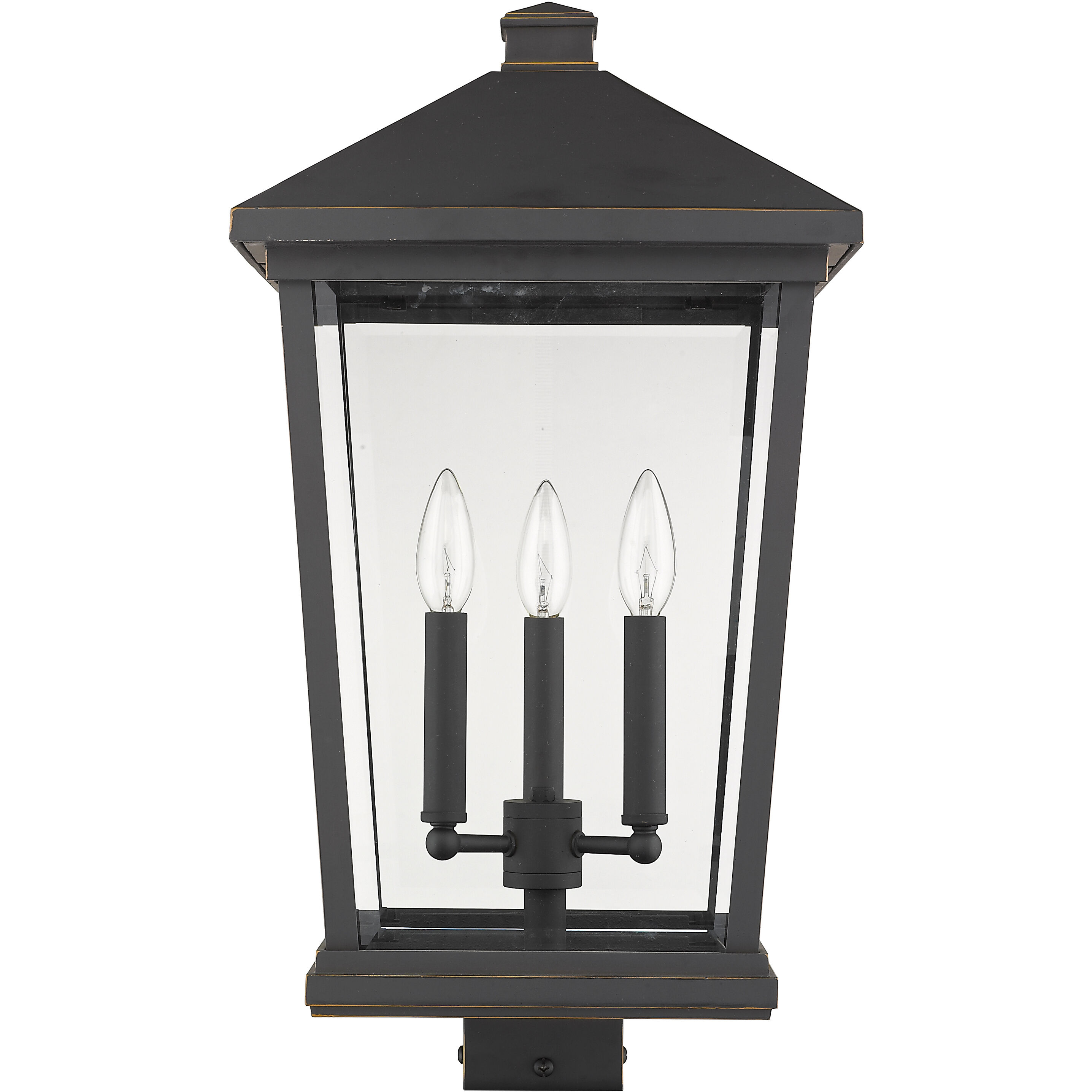Beacon 3 Light 22.25 inch Oil Rubbed Bronze Outdoor Post Mount Fixture in 15