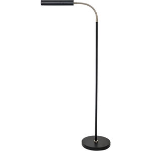 Fusion 52 inch 60.00 watt Black with Satin Nickel Accents Task Floor Lamp Portable Light