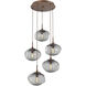 Nova Incandescent 5 Light Burnished Bronze Chandelier Ceiling Light, Round Multi-Pendant