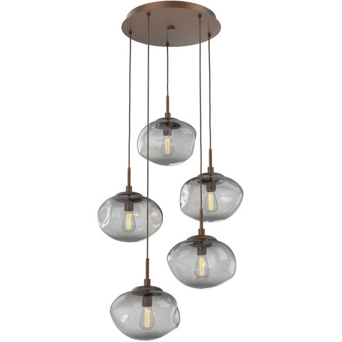 Nova Incandescent 5 Light Burnished Bronze Chandelier Ceiling Light, Round Multi-Pendant