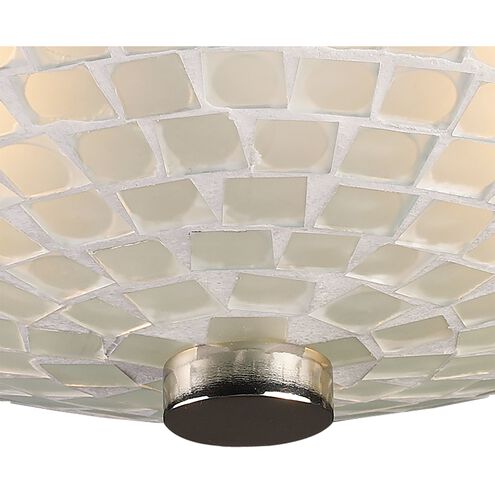 Fusion 2 Light 12 inch Satin Nickel Semi Flush Mount Ceiling Light in White Mosaic Glass