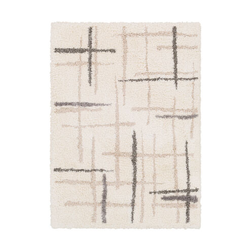 Suffern 87 X 63 inch White/Cream/Light Gray/Medium Gray/Dark Brown Rugs, Polyester and Polypropylene
