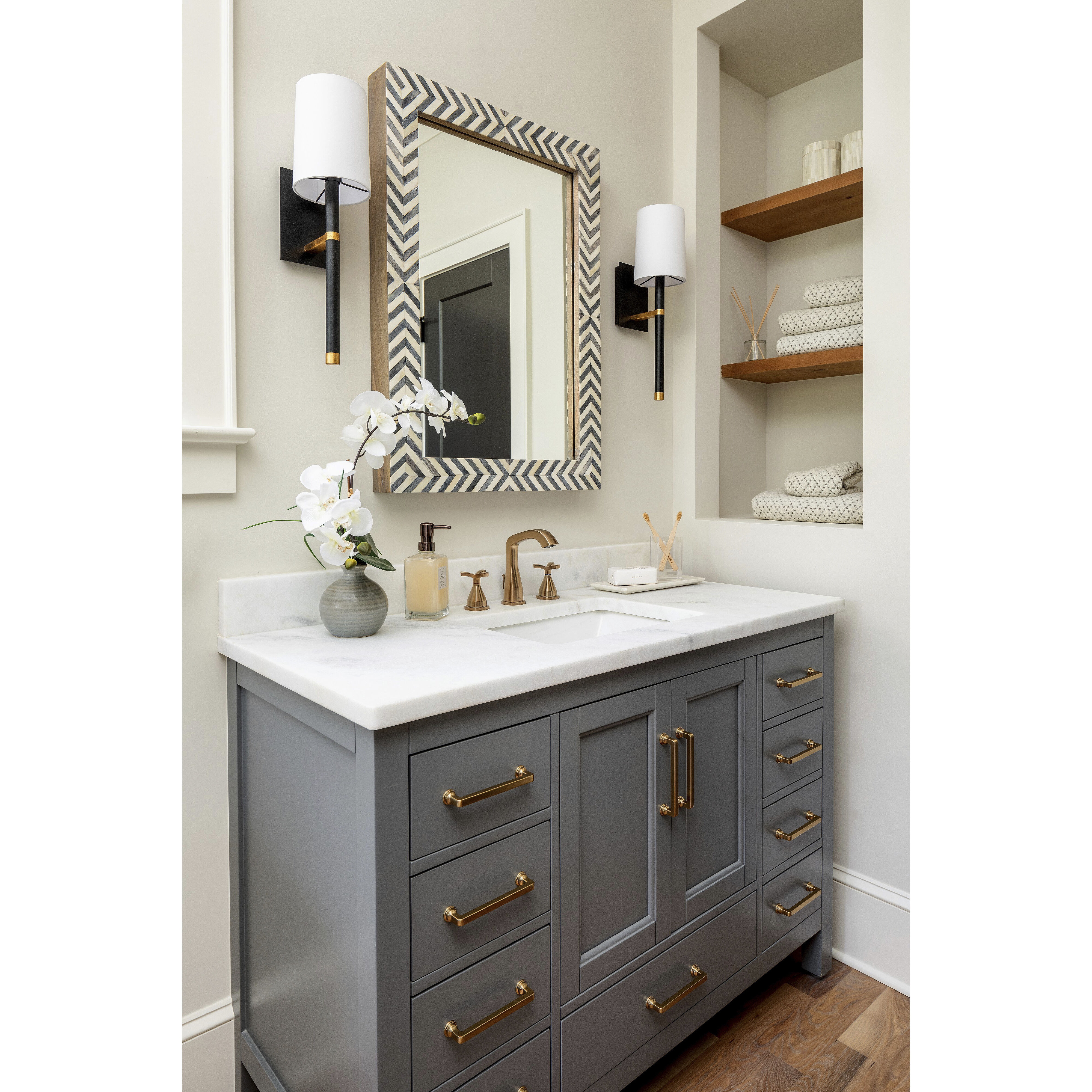 Weston Sconce Wall Light in Black and Antique Gold