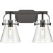 Pilaster II Cone 2 Light 17 inch Matte Black Bath Vanity Light Wall Light in Seedy Glass