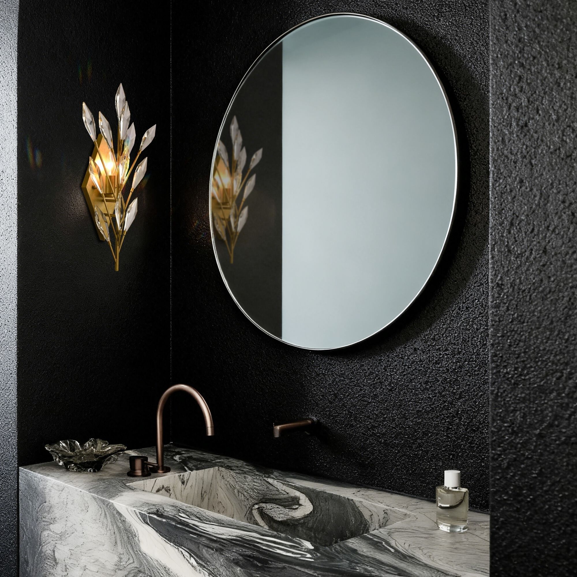 Crystal Fusion 1 Light 5.25 inch Peruvian Gold Sconce Wall Light