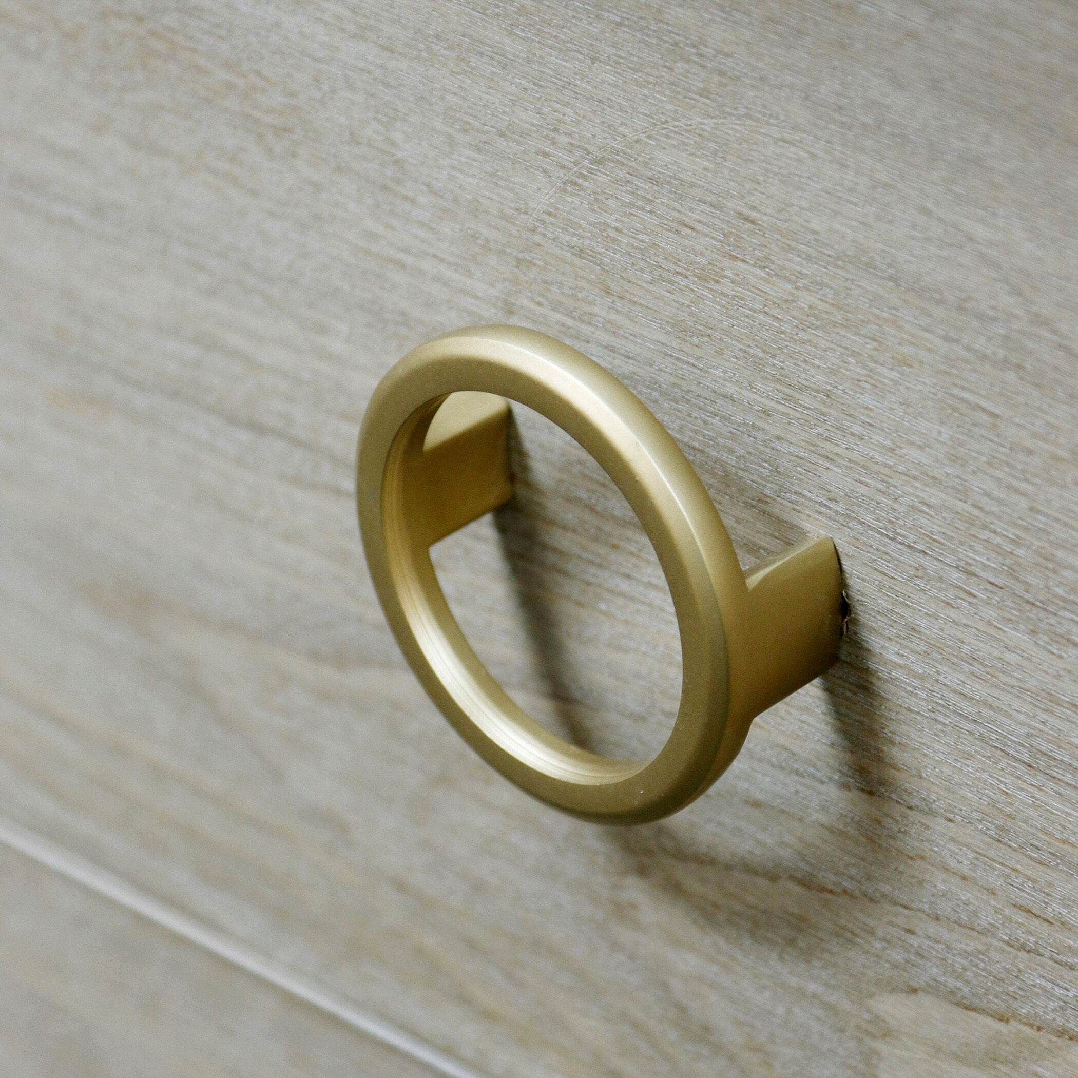 Augusta Weathered Oak and Natural Wood and Gold and Light Cream Cabinet