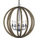 Sean Lavin Allier 5 Light 26 inch Weathered Oak Wood / Antique Forged Iron Chandelier Pendant Ceiling Light