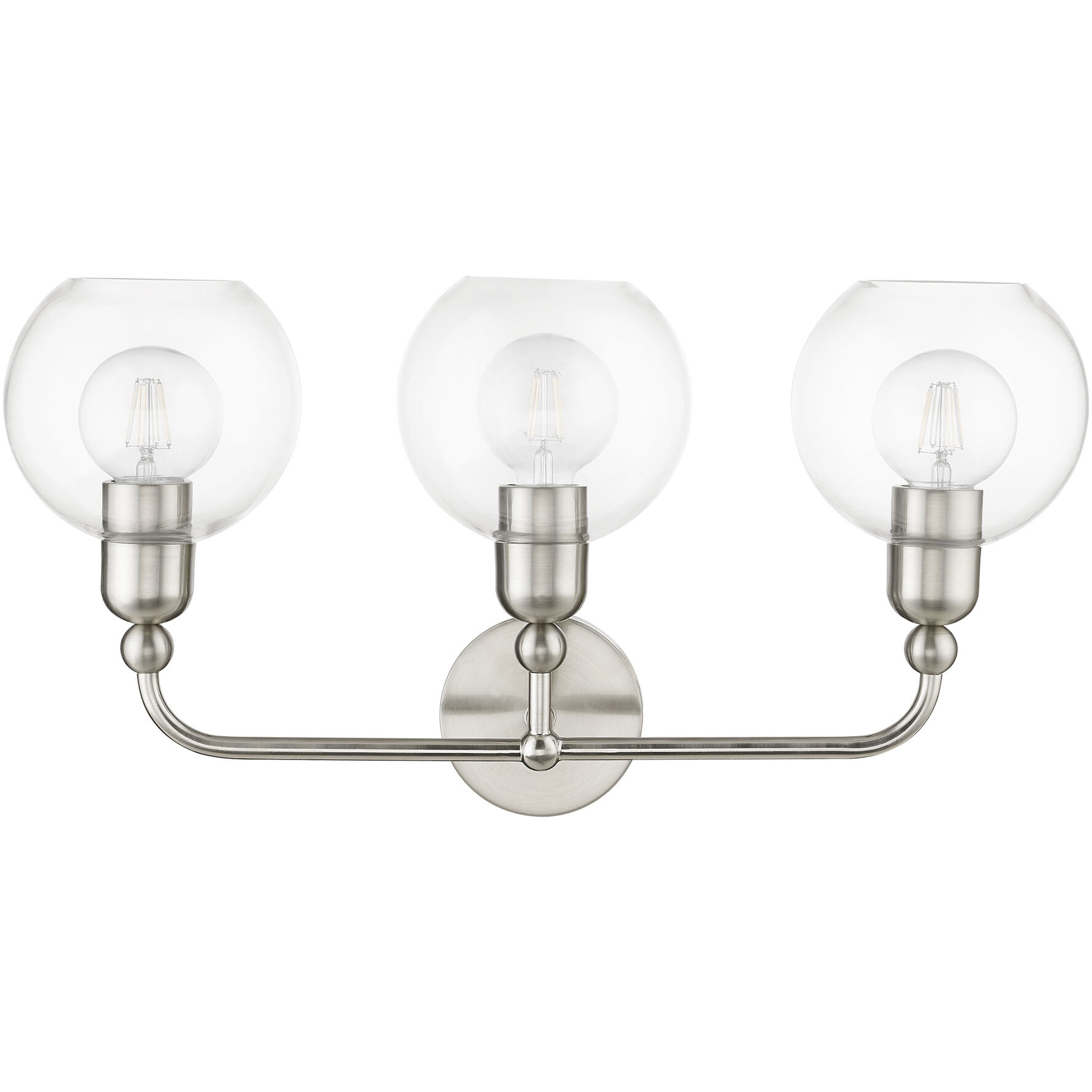 Downtown 3 Light 24 inch Brushed Nickel Vanity Sconce Wall Light, Sphere