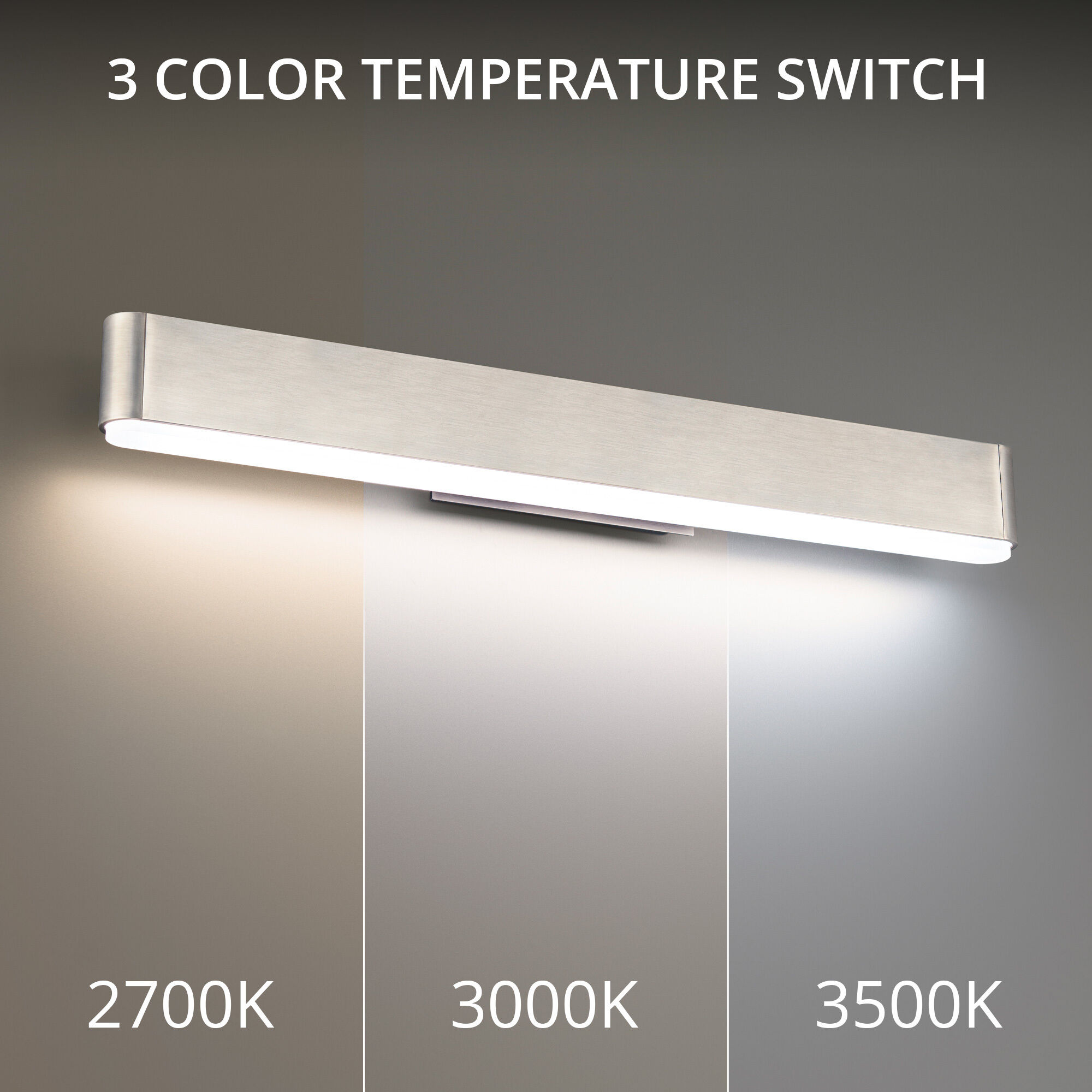 0 to 60 LED 23.88 inch Brushed Nickel Bath Vanity & Wall Light in 3500K, 24in.