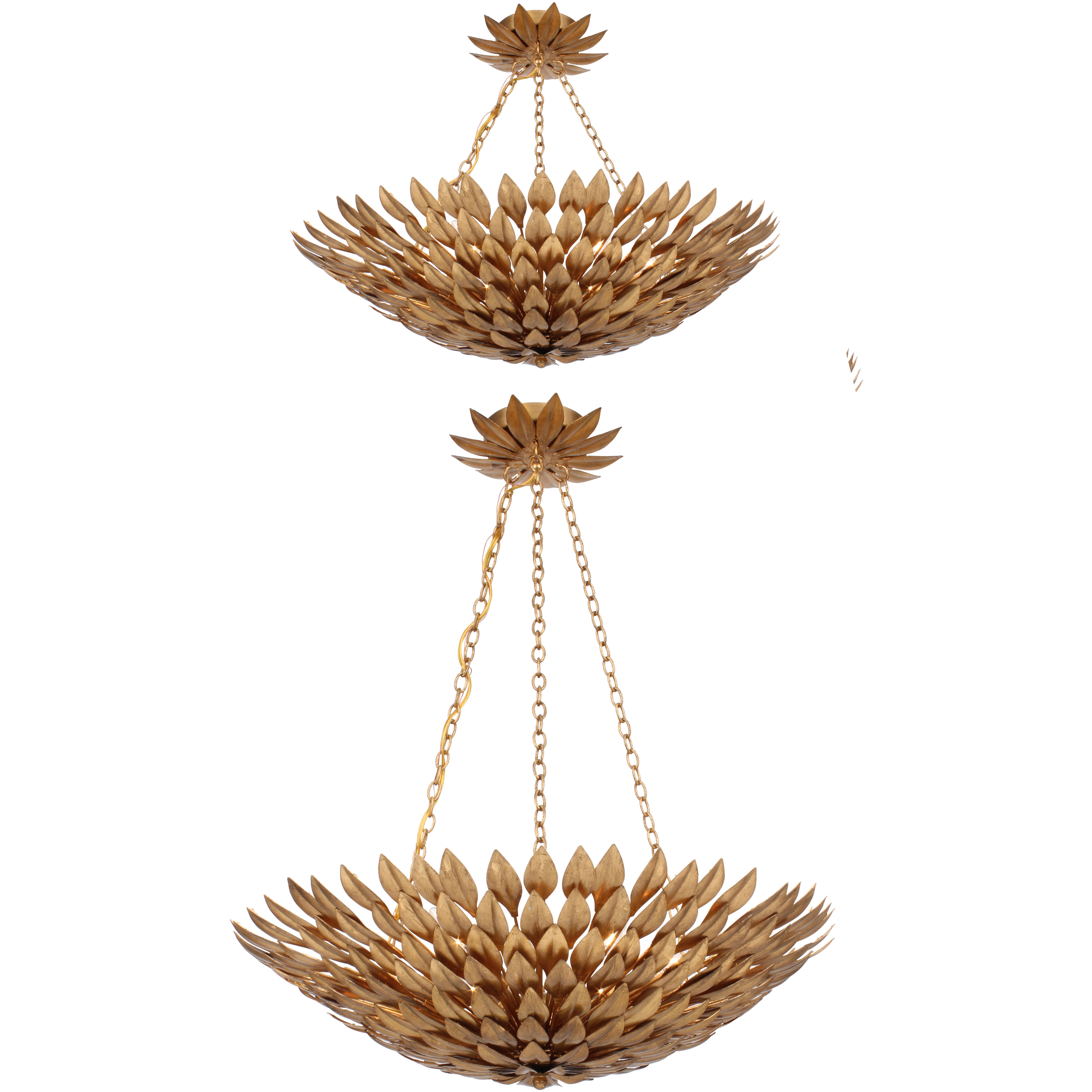 Broche 6 Light 24.5 inch Antique Gold Chandelier Ceiling Light