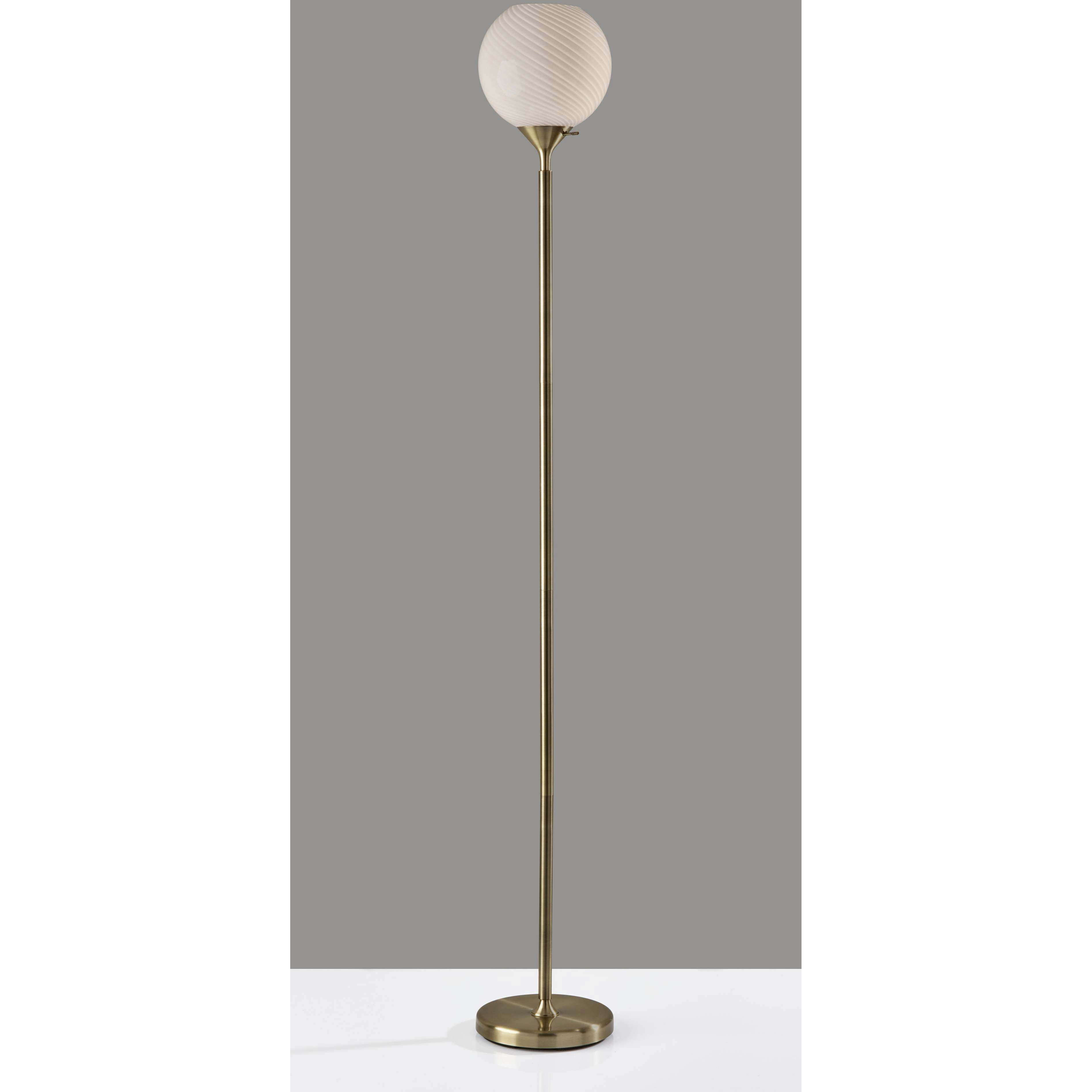 Swirl 73.75 inch 60.00 watt Antique Brass Torchiere Portable Light