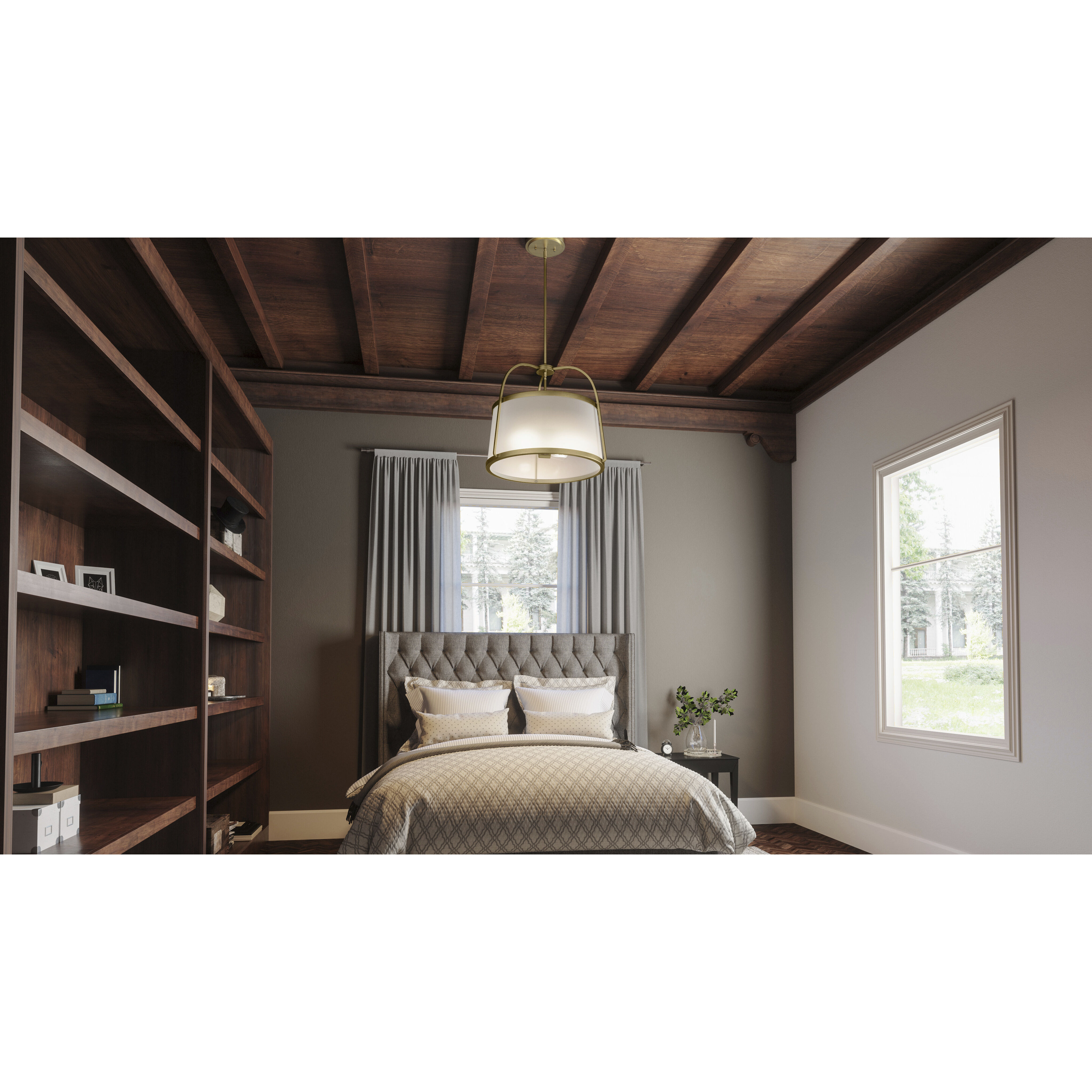 York 4 Light 20 inch Weathered Brass Pendant Ceiling Light