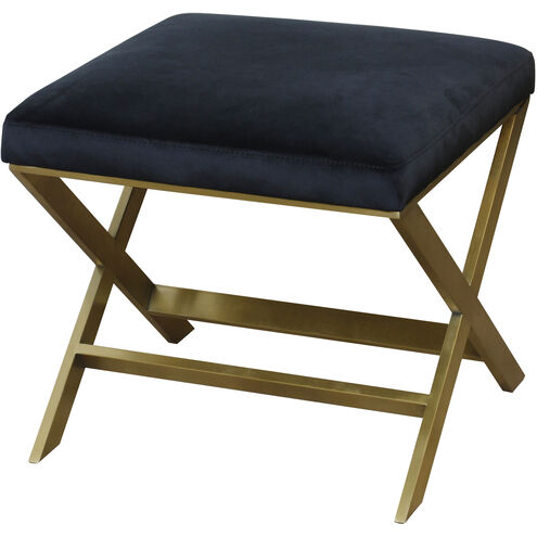 Ellis 19 inch Black/Brushed Gold Ottoman