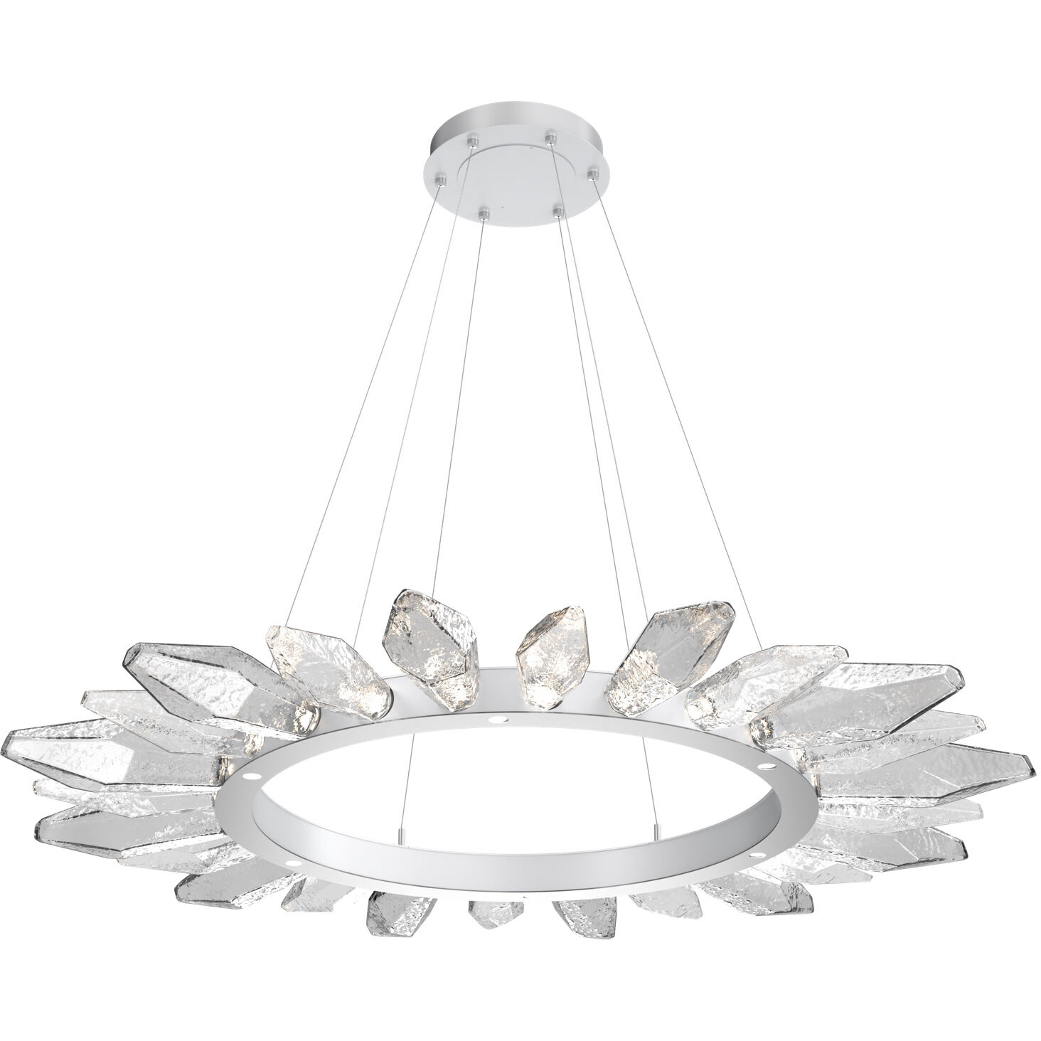 Rock Crystal LED Classic Silver Chandelier Ceiling Light, Radial Ring