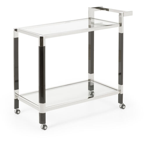 Wildwood Polished Nickel/Black/Clear Bar Cart