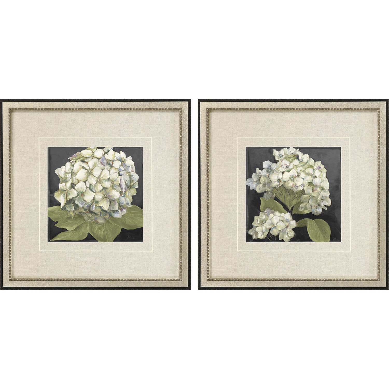 Florals White and Black and Green and Neutral Framed Art