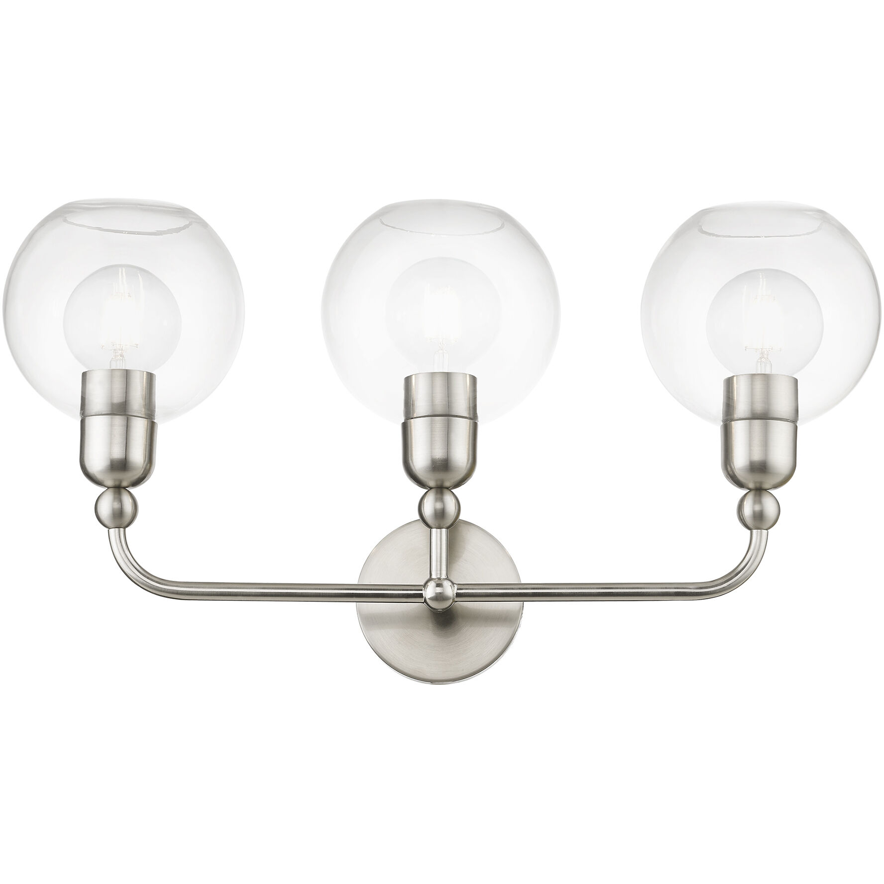 Downtown 3 Light 24 inch Brushed Nickel Vanity Sconce Wall Light, Sphere