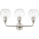 Downtown 3 Light 24 inch Brushed Nickel Vanity Sconce Wall Light, Sphere