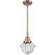Franklin Restoration Small Oxford 1 Light 8 inch Antique Copper Mini Pendant Ceiling Light in Clear Glass