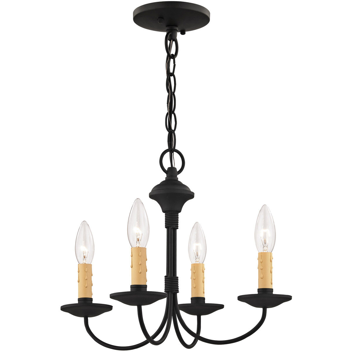 Heritage 4 Light 15 inch Black Convertible Mini Chandelier/Ceiling Mount Ceiling Light