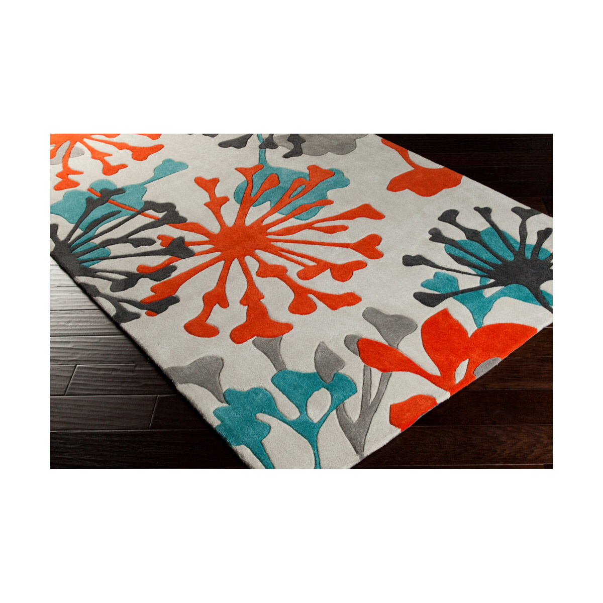 Cosmopolitan 156 X 108 inch Teal/Bright Orange/Ivory/Black/Medium Gray Rugs, Polyester