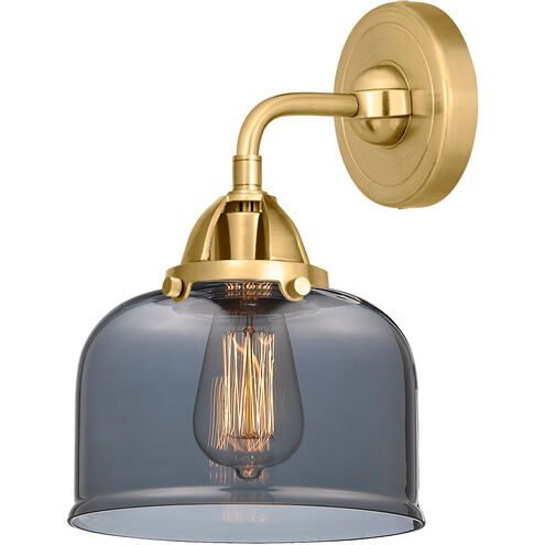 Nouveau 2 Large Bell 1 Light 8 inch Satin Gold Sconce Wall Light in Plated Smoke Glass
