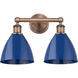 Plymouth Dome 2 Light 16.5 inch Antique Copper Bath Vanity Light Wall Light in Blue