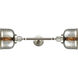 Franklin Restoration Large Bell 2 Light 18 inch Brushed Satin Nickel Bath Vanity Light Wall Light in Silver Plated Mercury Glass, Franklin Restoration