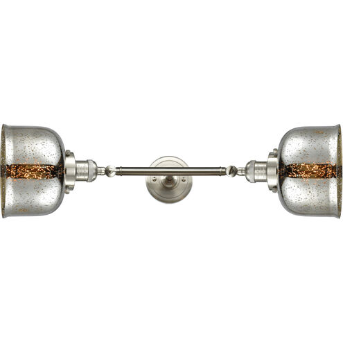 Franklin Restoration Large Bell LED 18 inch Brushed Satin Nickel Bath Vanity Light Wall Light in Silver Plated Mercury Glass, Franklin Restoration