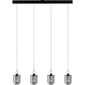 Century 4 Light 6 inch Satin Dark Gray Multi Pendant Ceiling Light in Smoke Acrylic
