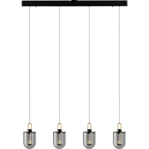 Century 4 Light 6 inch Satin Dark Gray Multi Pendant Ceiling Light in Smoke Acrylic