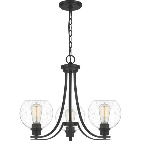 Pruitt 3 Light 22 inch Matte Black Chandelier Ceiling Light in Clear Seedy Glass