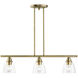 Montgomery 3 Light 30 inch Antique Brass Linear Chandelier Ceiling Light