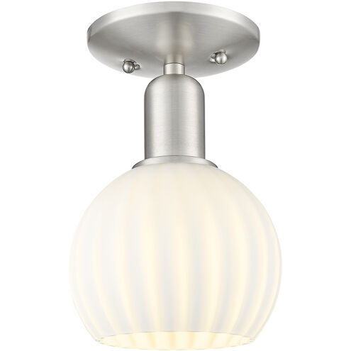 Arcadia White Venetian 1 Light 6 inch Brushed Satin Nickel Semi-Flush Mount Ceiling Light