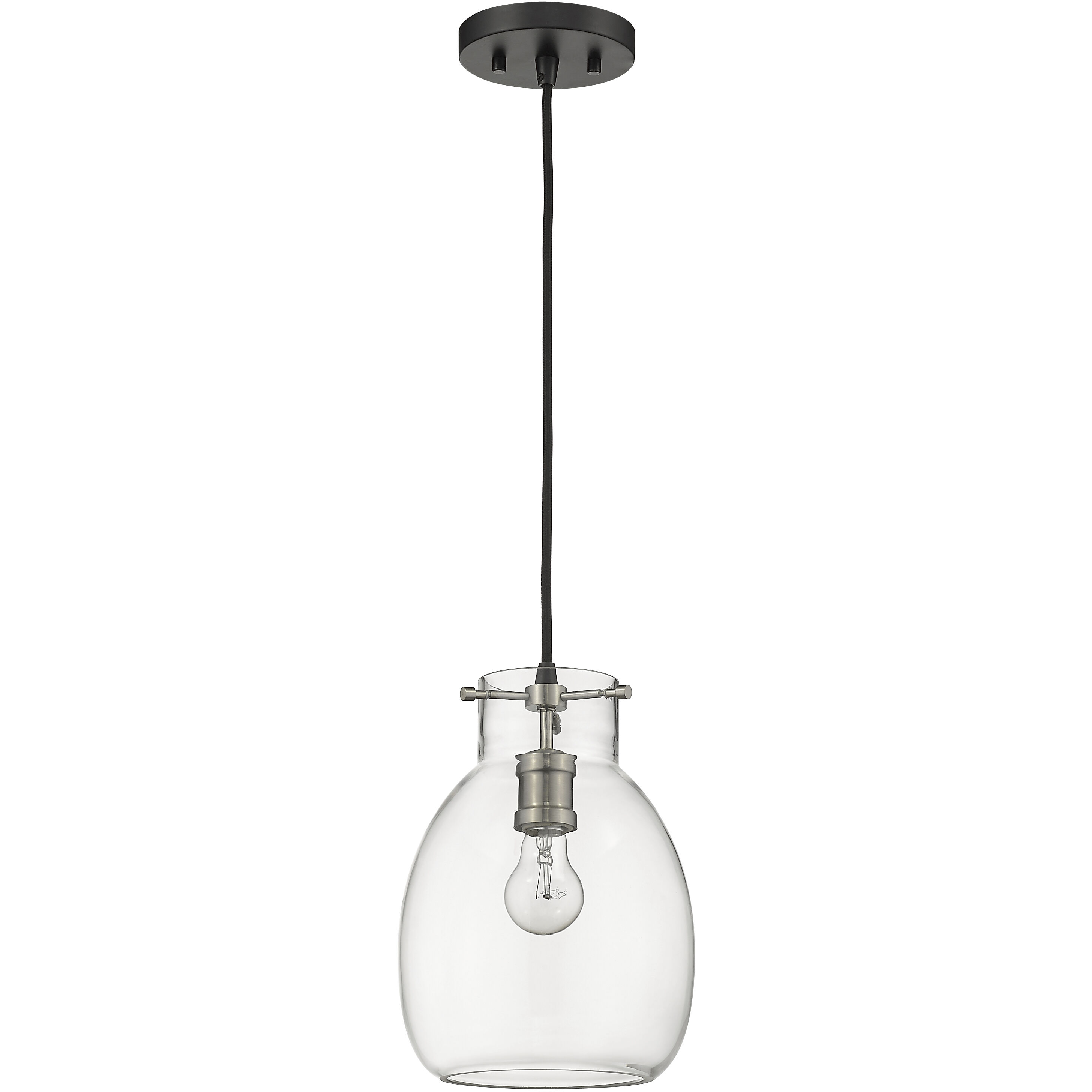 Bella 1 Light 8 inch Matte Black and Brushed Nickel Pendant Ceiling Light